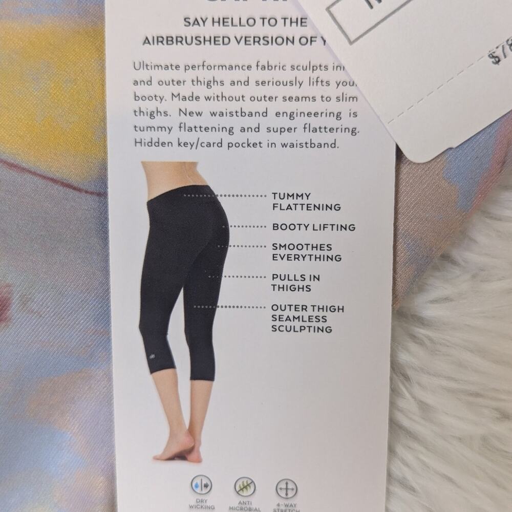 Alo Yoga Airbrush Capri Leggings Blue Orange Brown Size Medium - Picture 6 of 12
